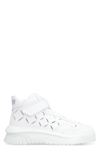 Versace White Perforated High Top Sneakers In White