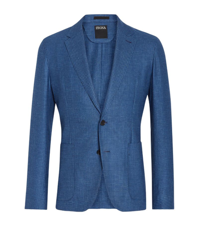 Zegna Cashmere-silk Shirt Jacket In Blue