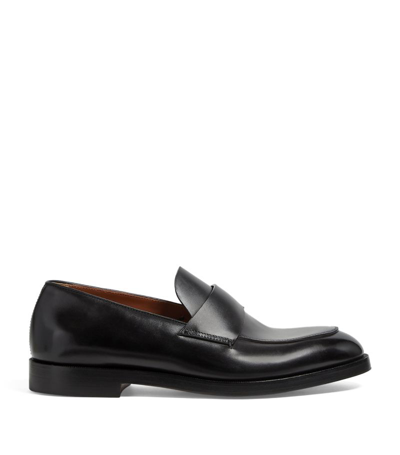 Zegna Torino Leather Loafers In Black