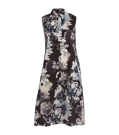 Marina Rinaldi Cotton Floral Print Maxi Dress In Black