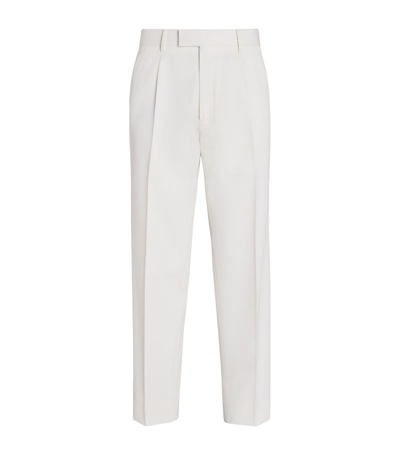 Zegna Cotton-wool Trousers In White