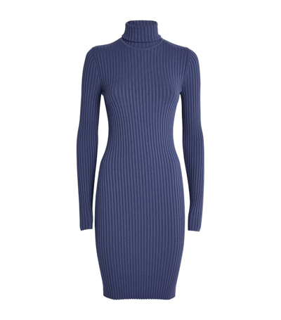 Wolford Wool-cotton Ribbed Dress In Blue