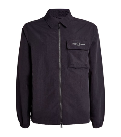 Fred Perry Ripstop Overshirt In Black