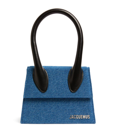 Jacquemus Denim Le Chiquito Top-handle Bag In Blue