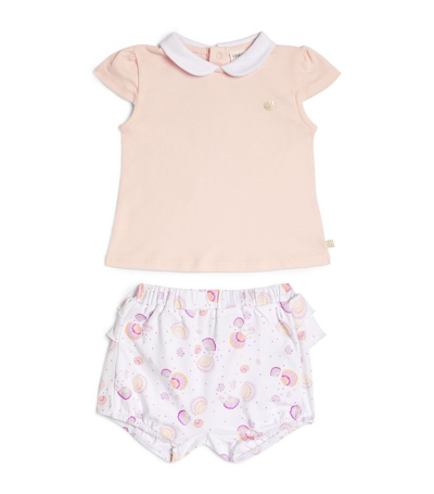 Carrèment Beau Collared T-shirt And Shorts Set (1-18 Months) In Pink