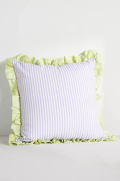 Anthropologie Beatriz Striped Square Cushion In White