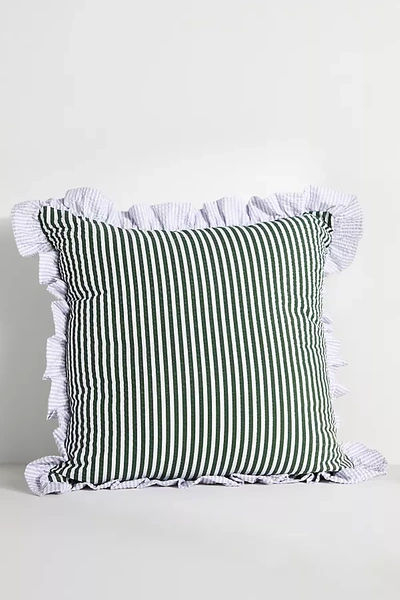 Anthropologie Beatriz Striped Square Cushion In Green