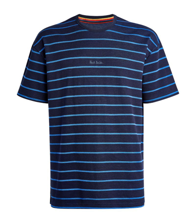Paul Smith Striped Logo T-shirt In Blue