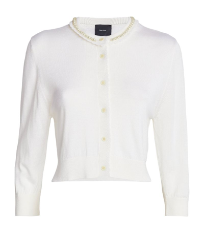 Simone Rocha Cropped Faux Pearl-embellished Cardigan In Ivory