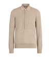 Zegna Cotton-silk Polo Sweater In Light Beige Mélange