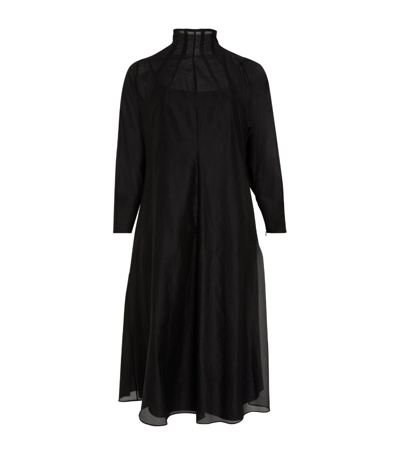 Marina Rinaldi Cotton-silk Maxi Dress In Black