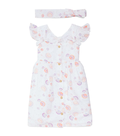 Carrèment Beau Kids' Printed Dress And Headband Set (2-3 Years) In White