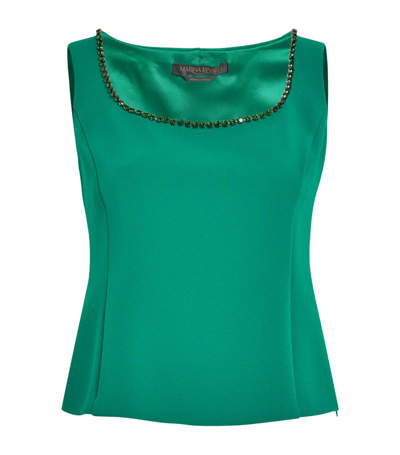 Marina Rinaldi Crepe Rhinestone-embellished Top In Green