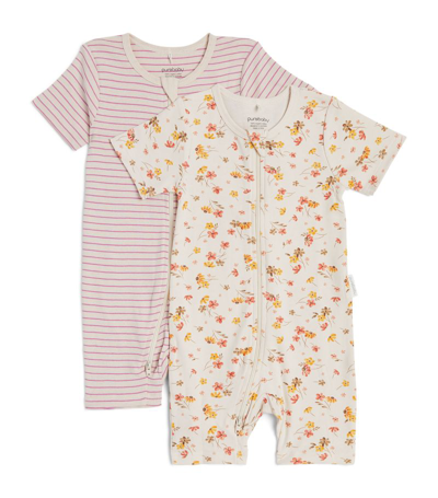 Purebaby Set Of 2 Cotton Playsuits (0-18 Months) In Multi