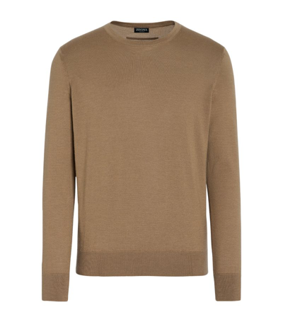 Zegna Cashmere-silk Sweater In Brown