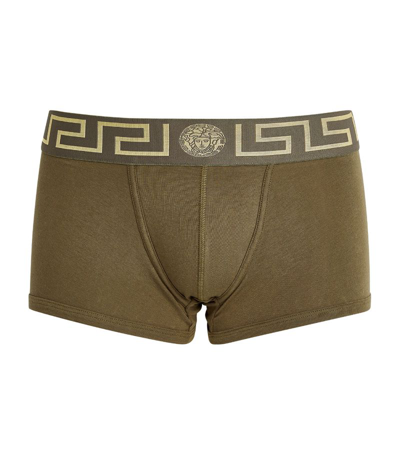 Versace Low-rise Iconic Greca Trunks In Brown