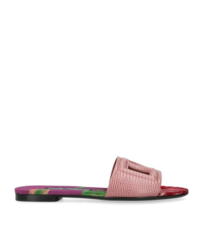 Dolce & Gabbana Floral Slides In Pink