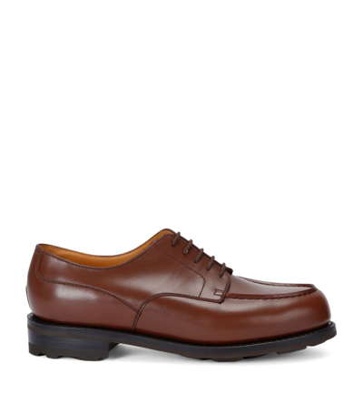 J.m. Weston Leather Golf Derby Shoes In Beige