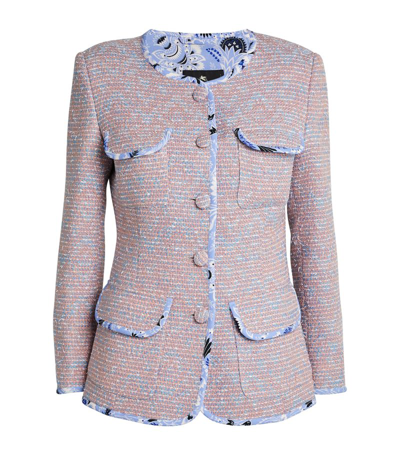 Etro Tweed Collarless Blazer In Pink