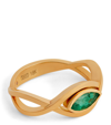 SHAY SHAY YELLOW GOLD AND EMERALD MARQUISE RING