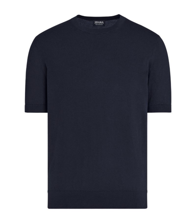 Zegna Cotton T-shirt In Blue