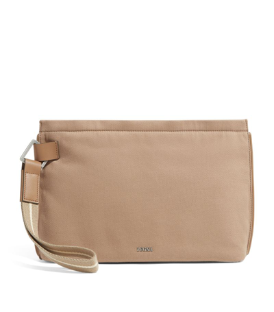 Zegna Canvas Ala Pouch Bag In Neutrals