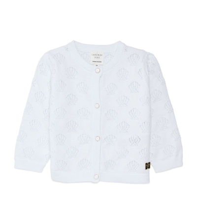 Carrèment Beau Cotton Embellished Cardigan (6-18 Months) In White