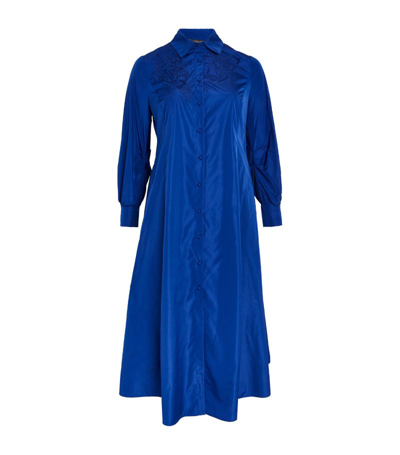 Marina Rinaldi Taffeta Shirt Maxi Dress In Blue