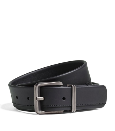 Zegna Leather Square-buckle Belt In Ner Black