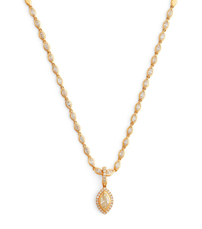 Shay Yellow Gold And Diamond Halo Marquise Pendant Necklace