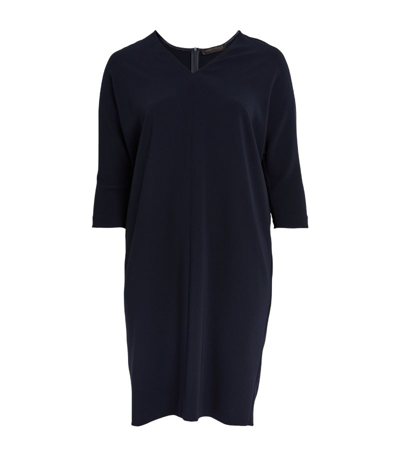 Marina Rinaldi V-neck Midi Dress In Blue