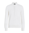Zegna Men's Cotton And Silk Polo Shirt In White Melange