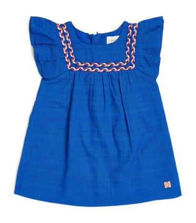 Carrèment Beau Kids' Cotton Embroidered Dress (2-3 Years) In Blue