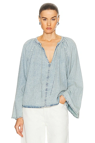 Frame V Neck Shirred Blouse In Aries