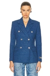 Versace Double-breasted Tweed Boucl In Blue