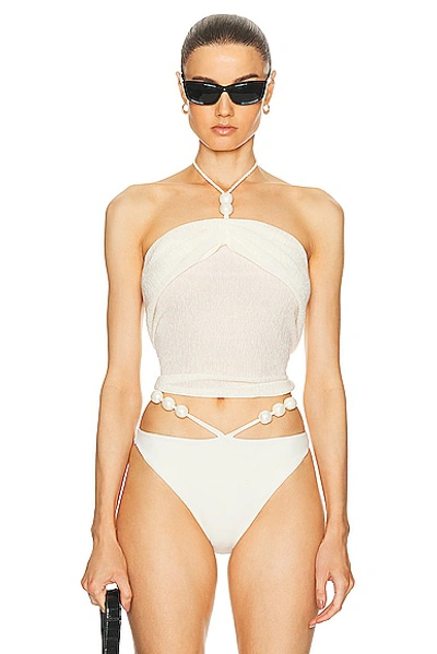 Magda Butrym Bead Neck Tank Top In Cream