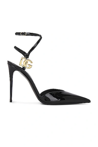 Dolce & Gabbana Formale Pump With Metal Logo In Black