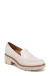 Naturalizer Cabaret Lug Sole Loafers In Satin Pearl Faux Leather