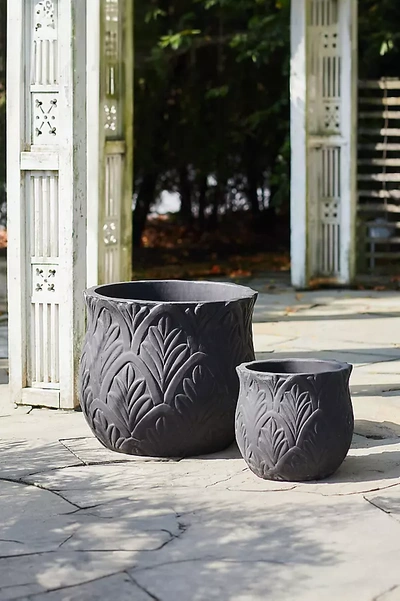 Terrain Paloma Ceramic Planter, 14" In Gray