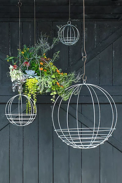 Terrain Zinc Sphere Hanging Basket, 14"