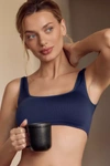 By Anthropologie The Hattie Seamless Ribbed Square-neck Bralette In Blue