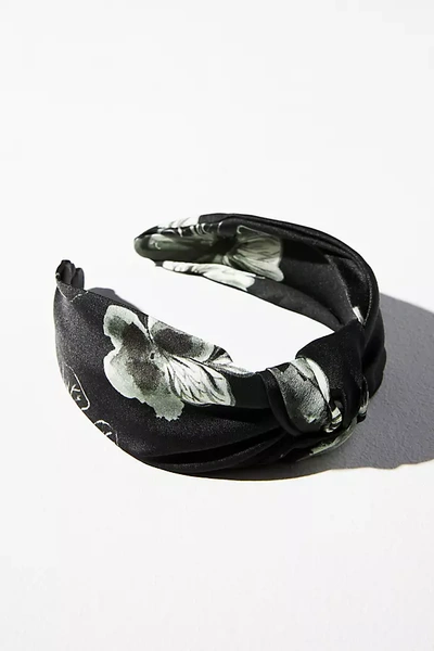 By Anthropologie Everly Satin Knot Headband In Black