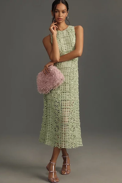 Anthropologie Endless Rose Sleeveless Textured Midi Dress In Green