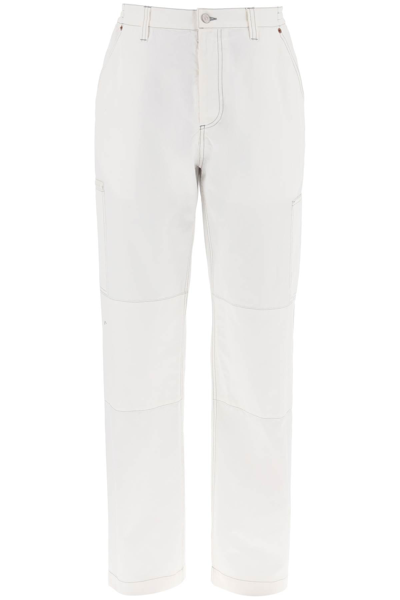 Mm6 Maison Margiela Wide Cotton Canvas Trousers In White