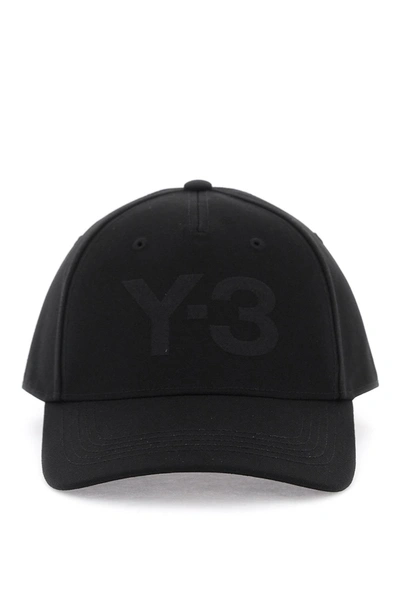 Y-3 Flocked-logo Baseball Cap In Black