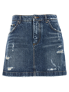 Dolce & Gabbana Distressed Denim Miniskirt