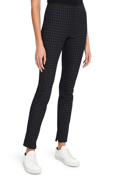 Theory Plaid Slim Zip Cuff Trousers In Blue Multi
