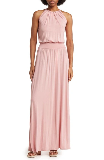 Go Couture Halter Neck Blouson Maxi Dress In Mauve