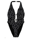 DOLCE & GABBANA LOGO POLKA DOT ONE-PIECE SWIMSUIT BEACHWEAR WHITE/BLACK