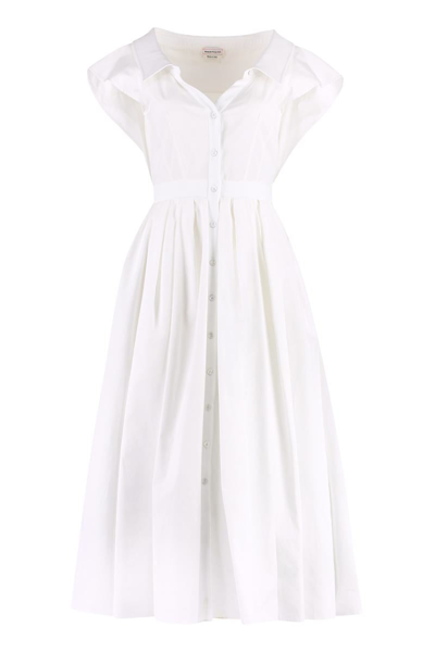 Alexander Mcqueen Cotton Long Dress In White